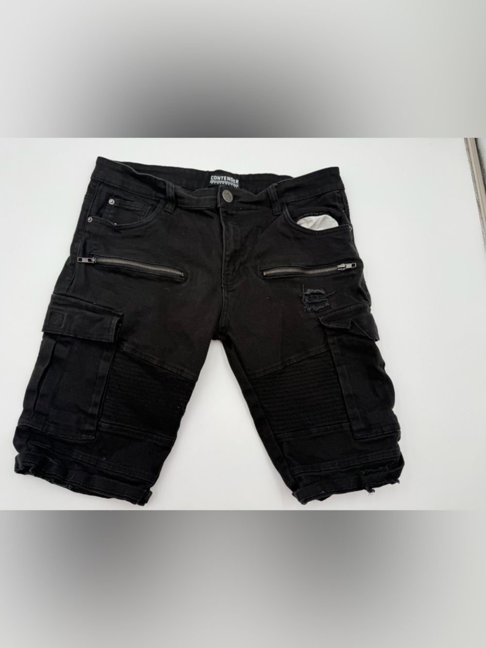 Contender Black Men's Cargo Shorts with Zipper Pockets